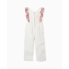ZIPPY - Enterizo Detalle Volantes Bordado Flor Blanco