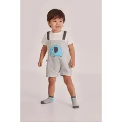 BOBOLI - Pelele Combinado Rayas Elefante Gris