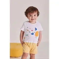 BOBOLI - Pelele Bordado Combinado Cangrejo Amarillo