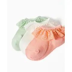 ZIPPY - Set 3 Medias Tobilleras Encaje Para Bebé Niña