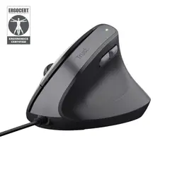 TRUST - Mouse Ergonómico Bayo II • USB-A • Óptico • 2.400 DPI • 5 Botones • Silencioso • Negro