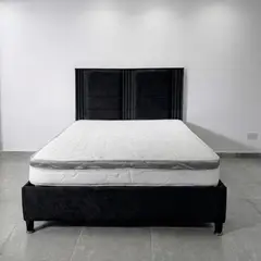 GENERICO - Combo Juego de Alcoba deluxe Doble NEGRO 140x190: Base Cama, Colchón Semi-Ortopédico y Espaldar de Lujo