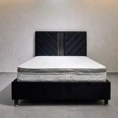 GENERICO - Combo Juego de Alcoba premium Doble NEGRO 140x190: Base Cama, Colchón Semi-Ortopédico y Espaldar de Lujo