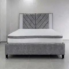 GENERICO - Combo Juego de Alcoba gold Doble GRIS 140x190: Base Cama, Colchón Semi-Ortopédico y Espaldar de Lujo
