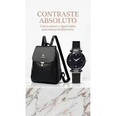 MULTIBAGS - BOLSO CUERO MUJER ELEGANTE MAS REGALO RELOJ