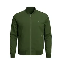 MODA EN CIRCUITO - Chaqueta Beisbolera en Dril Verde Militar para Hombre