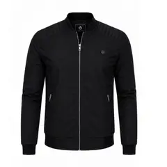 MODA EN CIRCUITO - Chaqueta Beisbolera en Dril Negra para Hombre