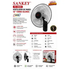 SANKEY - Ventilador de Pared Turbo Silence 18" de 6 Aspas