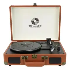 GENERICO - Tocadiscos Vinilo Bluetooth Portátil Usb Aux 3 Velocidades Cafe 5v