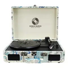 GENERICO - Tocadiscos Vinilo Bluetooth Portátil Usb Aux 3 Velocidades Mapamundi 5v