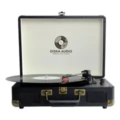 GENERICO - Tocadiscos Vinilo Bluetooth Portátil Usb Aux 3 Velocidades Negro 5v