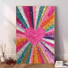 FRIOLENTA - Cuadro Decorativo Corazon Manualidades de Diamantes 5D