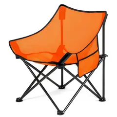GENERICO - Silla Portátil Plegable De Camping Color Naranja Con Bolsillo Lateral
