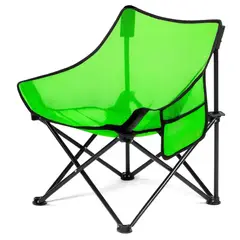 GENERICO - Silla Portátil Plegable De Camping Color Verde Con Bolsillo Lateral