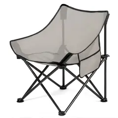 GENERICO - Silla Portátil Plegable De Camping Color Gris Con Bolsillo Lateral