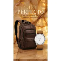 MULTIBAGS - BOLSO CUERO 5.0 REFORZADO PARA HOMBRE + RELOJ CUERO