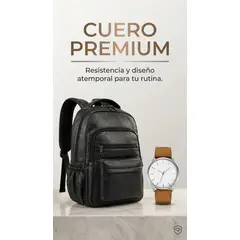 MULTIBAGS - BOLSO CUERO 5.0 REFORZADO PARA HOMBRE + RELOJ CUERO