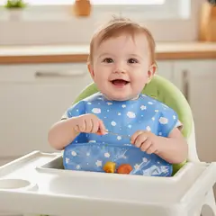 NUBBA - Babero azul plástico para bebé