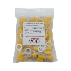 VCP - TERMINAL AISLADA ANILLO VTA-5.5-8 AMARILLO 12-10AWG x100