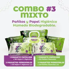 GENERICO - Pañitos y Papel Higiénico húmedos biodegradables - COMBO MIXTO