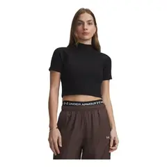UNDER ARMOUR - Camiseta de Compresión Mujer Rival Rib Mock Negro