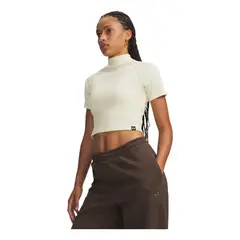 UNDER ARMOUR - Camiseta de Compresión Mujer Rival Rib Mock Blanco