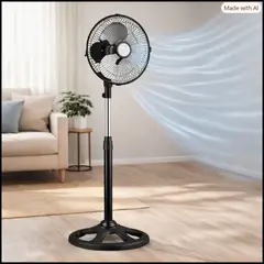 NIA - Ventilador Pedestal De Pie 10 Pulgadas Con 3 Aspas Potente
