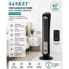 SANKEY - Ventilador de Torre de 43" (109 cm) con Control Remoto FN-43TO3BR
