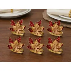 ARTESANAL - 6 servilleteros aros anillos para Servilletas Hojas de Arce
