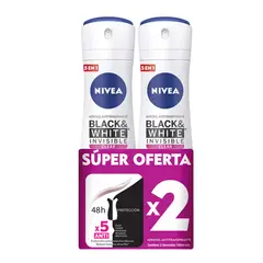 NIVEA - Desodorante Aerosol Black White Mujer 2 Fcos 150 Ml Pre Esp