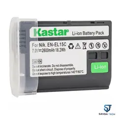GENERICO - Batería Ion Litio Kastar EN-EL15 2400mAh 7.0V para Cámaras Nikon