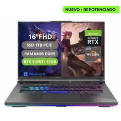 ASUS - PORTATIL ROG STRIX G16 G614PR RYZEN 9 8940HX RAM 64GB SSD 1TB RTX 5070TI 12GB