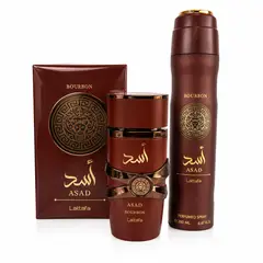 LATTAFA - Perfume Asad Bourbon 100ML + Body Spray Asad Bourbon 300ML
