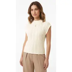 BELIFE - Camiseta tejida ivory manga corta para mujer