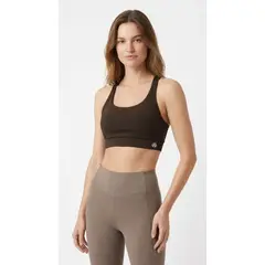 BELIFE - Top deportivo chocolate con tiras cruzadas para mujer