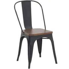 GENERICO - Silla Tolix Industrial De Metal y Madera Apilable, Moderna y Resistente 120 kg
