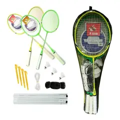 GENERICO - 4 Raquetas De Bádminton Set Parales + Malla + 3 Gallos