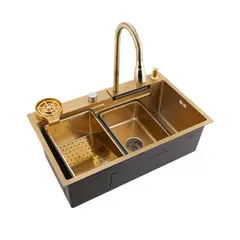 ZERRUTTI - Lavaplatos Moderno 9954 Dorado, Acero Inoxidable. 65x45 Cm