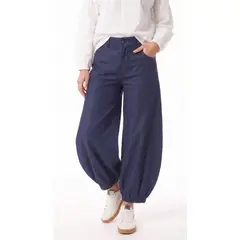 BELIFE - Pantalón baggy azul índigo para mujer