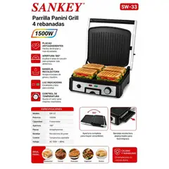 SANKEY - Parrilla Panini Grill SW-33 Para 4 Rebanadas