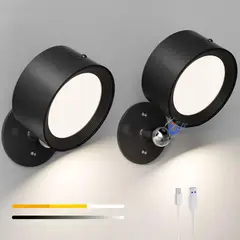 GENERICO - 2 Luces Led Pared Nocturna 360 Recargable