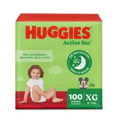 HUGGIES - Pañales Active Sec Etapa 4 x 100 Unidades