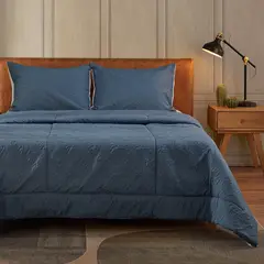 DISTRIHOGAR - Edredón Microfibra Artticus Flor Azul King