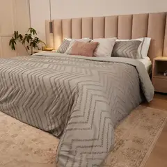 DISTRIHOGAR - Cover Duvet - Funda Plumón Microfibra Flecos Chevron Arena Doble