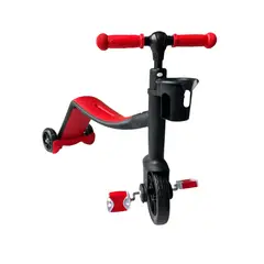 BOY TOYS - PATINETA 3 EN 1 ROJA 3 FUNCIONES TRICICLO, PATINETA, ANDADERA