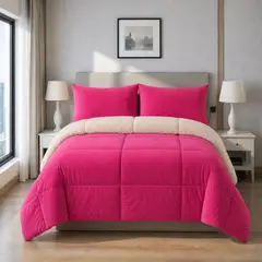 VOYPRE - Edredón Doble Faz de Lujo Piel de Durazno - Ovejero Tamaño Doble Fucsia