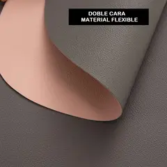 GENERICO - Individuales X 4 Unidades Para Comedor En Sintetico Impermeable Reversible En Color Rosa / Gris