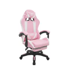 BONNO - Silla Gamer Blanco-Rosa Con Reposapies Play