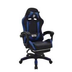 BONNO - Silla Gamer Negro-Azul Con Reposapies Play