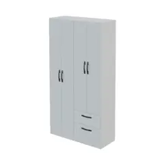 GENERICO - Closet Armario 4 Puertas 2 cajones Roble Blanco Manijas Negras